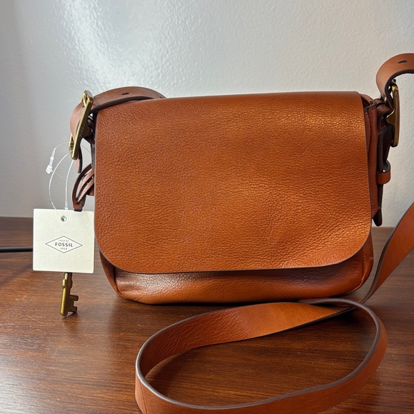 Fossil Carmel Brown Leather Crossbody Bag - Picture 2 of 12